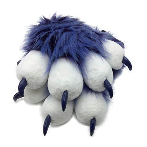 Furryvalley Fursuit Pfoten Handschuhe Kostüm Pelzigen Teilweise Cosplay Flauschige Löwe Bär Requisiten für Kinder Erwachsene (Dunkelblau) von Furryvalley