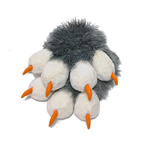 Furryvalley Fursuit Pfoten Handschuhe Kostüm Pelzigen Teilweise Cosplay Flauschige Löwe Bär Requisiten für Kinder Erwachsene (Grau) von Furryvalley