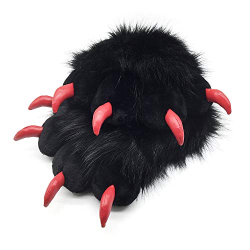 Furryvalley Fursuit Pfoten Handschuhe Kostüm Pelzigen Teilweise Cosplay Flauschige Löwe Bär Requisiten für Kinder Erwachsene (Schwarz) von Furryvalley