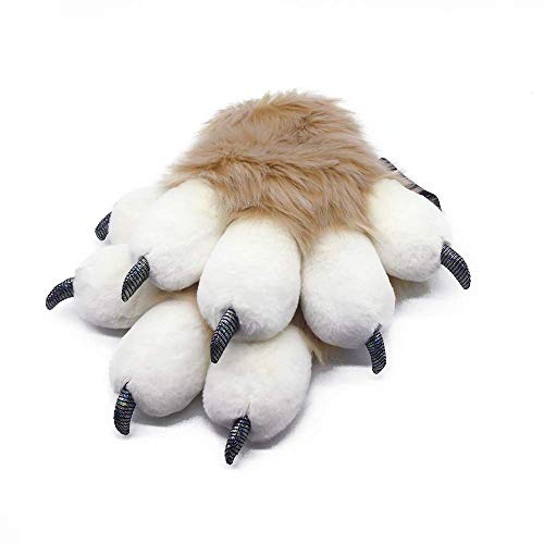 Furryvalley Fursuit Pfoten Handschuhe Kostüm Pelzigen Teilweise Cosplay Löwe Bär Requisiten für Kinder Erwachsene(Braun) von Furryvalley