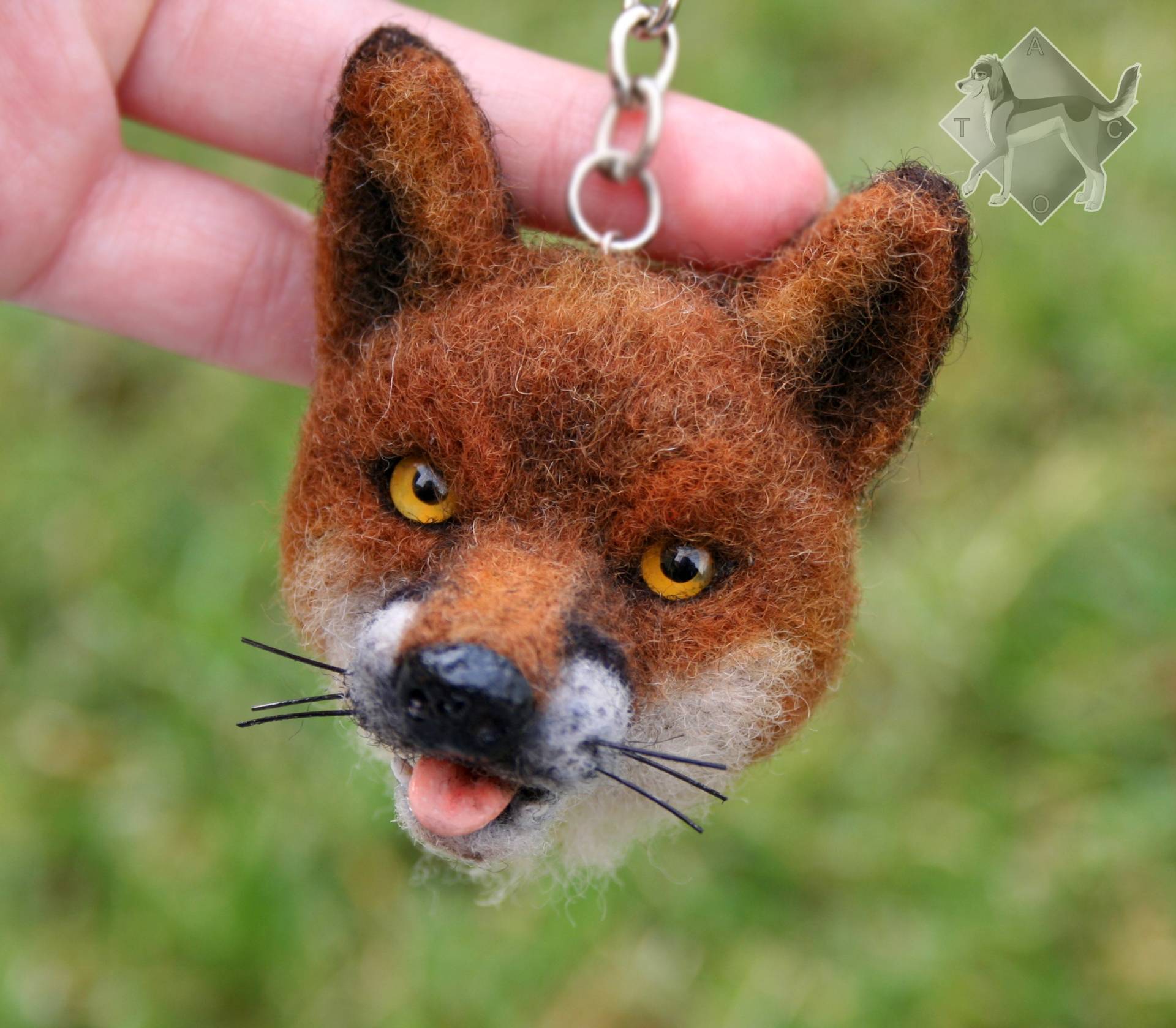 Ooak Needle Felted Keychain, Wolf/Fox Hybrid/Canine/Headshot/Face/Realistic Ooak Needle Felted Keychain, Wolf/Fox Hybrid/Canine/Headshot/Face/Realistic von FursettoCreations