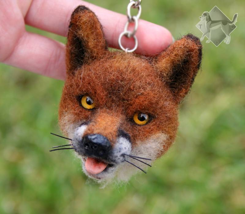 Ooak Needle Felted Keychain, Wolf/Fox Hybrid/Canine/Headshot/Face/Realistic Ooak Needle Felted Keychain, Wolf/Fox Hybrid/Canine/Headshot/Face/Realistic von FursettoCreations