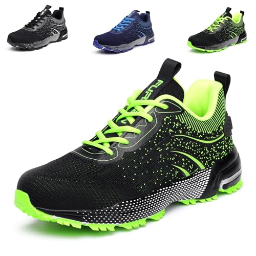 Furuian Sicherheitsschuhe Herren Arbeitsschuhe Herren Damen Leicht Sportlich Atmungsaktiv Schutzschuhe mit Stahlkappe Sneakers (39 EU,Grün) von Furuian