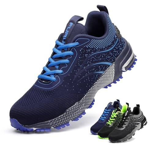 Furuian Sicherheitsschuhe Herren Arbeitsschuhe Herren Damen Leicht Sportlich Atmungsaktiv Schutzschuhe mit Stahlkappe Sneakers (41 EU,Blau) von Furuian