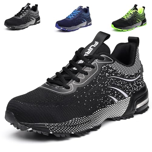 Furuian Sicherheitsschuhe Herren Arbeitsschuhe Herren Damen Leicht Sportlich Atmungsaktiv Schutzschuhe mit Stahlkappe Sneakers (41 EU,Schwarz) von Furuian