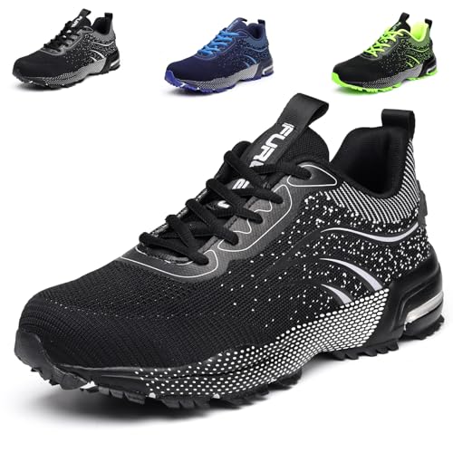 Furuian Sicherheitsschuhe Herren Arbeitsschuhe Herren Damen Leicht Sportlich Atmungsaktiv Schutzschuhe mit Stahlkappe Sneakers (46 EU,Schwarz) von Furuian