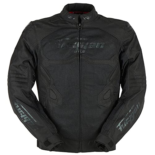 Furygan Herren-Motorradjacke ATOM VENTED EVO - Erweiterter Schulter- und Ellbogenschutz D3O - Atmungsaktiv - Verstellbare Ärmel, Black, 2XL von Furygan