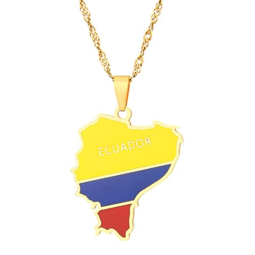 Fusamk Modische Halskette mit Ecuador-Karten-Anhänger aus Edelstahl, Edelstahl, Kein Edelstein Fusamk Modische Halskette mit Ecuador-Karten-Anhänger aus Edelstahl, Edelstahl, Kein Edelstein von Fusamk