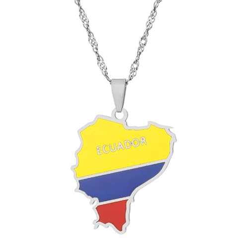 Fusamk Modische Halskette mit Ecuador-Karten-Anhänger aus Edelstahl, Edelstahl, Kein Edelstein Fusamk Modische Halskette mit Ecuador-Karten-Anhänger aus Edelstahl, Edelstahl, Kein Edelstein von Fusamk