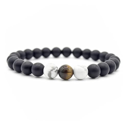 Fusamk Modisches Tigerauge-Armband mit Onyxtürkisperlen (Onyx) von Fusamk