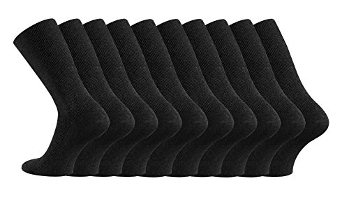 FussFreunde 10 Paar Packung Gesundheits-Socken ohne Gummidruck mit Anti-Loch-Versprechen (DE/NL/SE/PL, Numerisch, 35, 38, Regular, Regular, Schwarz) von FussFreunde