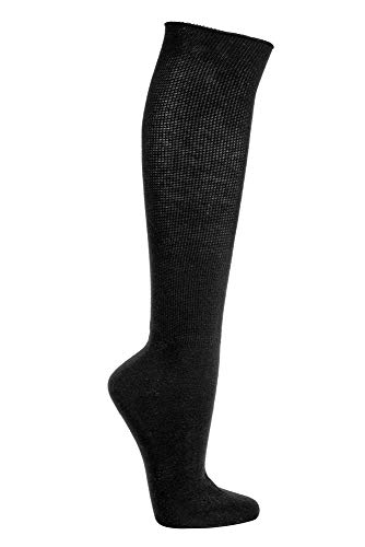 FussFreunde 2 Paar Extra-Breite-Weite Kniestrümpfe für Problem-Beine mit Anti-Loch-Versprechen (Schwarz, 35-38) von FussFreunde
