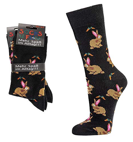 2 Paar Fun Socken, Lustige Geschenke Für Männer 36-47 (as3, numeric, numeric_42, numeric_47, regular, regular, Hasi) von FussFreunde