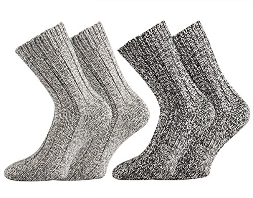 FussFreunde 2 Paar superweiche Norwegersocken (Wollsocken) vorgewaschen, Premium Qualität (Grau Töne, 43/46) von FussFreunde