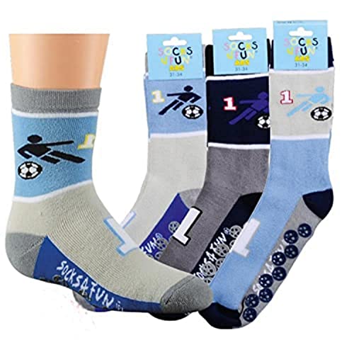 FussFreunde 3 Paar Ki. Stoppersocken, ABS mit Anti-Loch-Garantie-Garantie (Fußball Nr.1, eu_footwear_size_system, toddler, men, numeric_range, medium, numeric_31, numeric_34) von FussFreunde