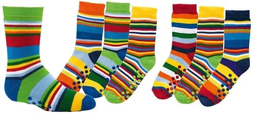 FussFreunde 3 Paar Ki. Stoppersocken, ABS mit Anti-Loch-Garantie-Garantie (Gute Laune Ringel, eu_footwear_size_system, big_kid, women, numeric_range, medium, numeric_31, numeric_34) von FussFreunde