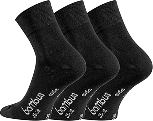 FussFreunde 3 Paar Packung kurze Bambussocken mit zusätzlicher Garantie, Quarter Socken (as3, numeric, numeric_35, numeric_38, regular, regular, Schwarz) von FussFreunde