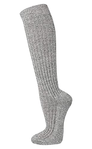 FussFreunde 3 oder 6 Paar Norweger-Kniestrümpfe, Norwegersocken lang mit Schafwolle Plus Anti-Loch-GARANTIE (Grau Meliert, 1x 3 Paar 39/42) von FussFreunde