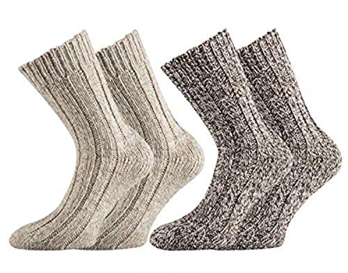 FussFreunde 4 Paar superweiche, vorgewaschene Norwegersocken, Premium Strümpfe, hoher Schurwollanteil mit zusätzlicher Garantie (Beigetöne, 35-38) von FussFreunde