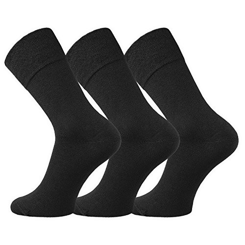 FussFreunde 6 Paar Baumwoll Socken, Wellness-Strümpfe mit extrabreitem Komfort Piqué- Bund, SCHADSTOFFFREI (Schwarz, 39/42) von FussFreunde