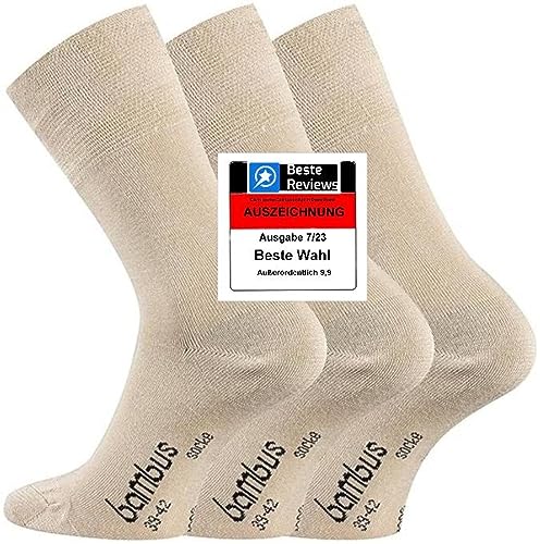 FussFreunde 6 Paar Damen Bambus Socken, Geruchs-Killer mit Anti-Loch -Garantie (DE/NL/SE/PL, Numerisch, 39, 42, Regular, Regular, Beige) von FussFreunde