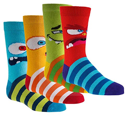 FussFreunde 6 Paar Kinder Öko Socken, GUTE LAUNE EINHORN oder LUSTIGE MONSTER, Schadstoffgeprüft (Lusige Monster, numeric_23) von FussFreunde