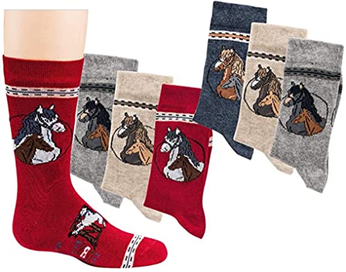 FussFreunde 6 Paar Mädchen, Jungen Socken, viele, viele Muster, Schadstoffgeprüft. mit ANTILOCH-GARANTIE (as3, numeric, numeric_35, numeric_38, regular, Pferde Classic) von FussFreunde
