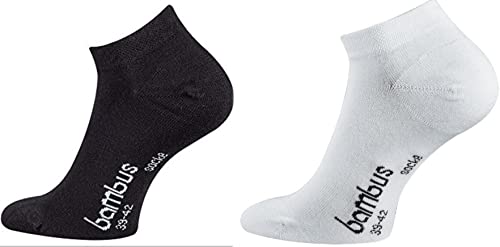 FussFreunde 6 Paar Bambus-Socken, Kurzsocken/Sneaker-Socken und Anti-Loch-Garantie(as3, numeric, numeric_39, numeric_42, regular, regular, Sneaker/Schwarz/Weiß) von FussFreunde