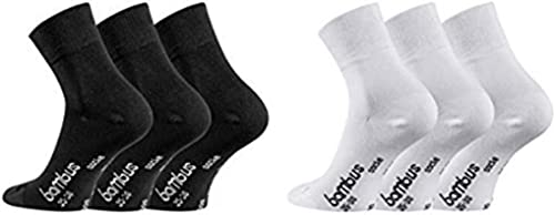 FussFreunde 6 Paar Bambus-Socken mit kurzem Schaft und zusätzlicher Garantie (as3, numeric, numeric_39, numeric_42, regular, regular, Schwarz/Weiß) von FussFreunde