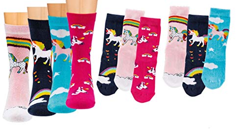 FussFreunde Einhorn Kinder Socken farblich sortiert, 6 Paar für Jungen u. Mädchen, Schadstoffgeprüfte Textilien nach Öko-Tex 100 (Einhorn, 19-22 = 1-2 Jahre) von FussFreunde