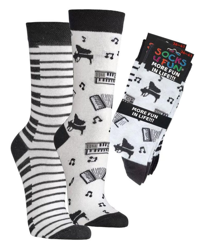 FussFreunde Freizeitsocken 2 Paar Fun Socken, Spaß mit Socken, über 70 Motive, ANTI-LOCH-GARANTIE von FussFreunde