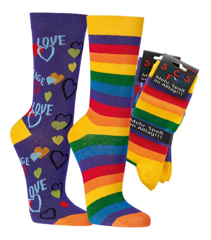 FussFreunde Freizeitsocken 2 Paar Fun Socken, Spaß mit Socken, über 70 Motive, ANTI-LOCH-GARANTIE von FussFreunde