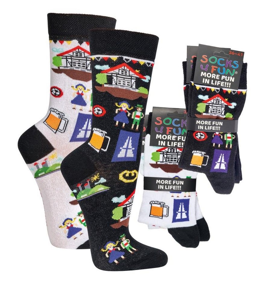 FussFreunde Freizeitsocken 2 Paar Fun Socken, Spaß mit Socken, über 70 Motive, ANTI-LOCH-GARANTIE von FussFreunde