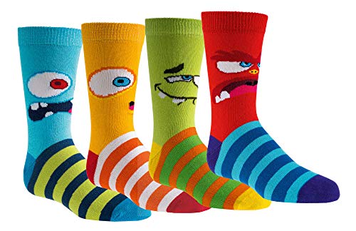 FussFreunde Kinder Öko Socken 6 Paar für Jungen/Mädchen,Schadstoffgeprüft, in vielen Mustern (Lustige Monster, 19/22 = 1-2 Jahre) von FussFreunde