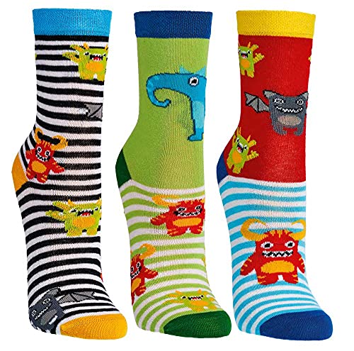 FussFreunde Kinder Öko Socken 6 Paar für Jungen/Mädchen,Schadstoffgeprüft, in vielen Mustern (NEU Freche Monster, 19-22) von FussFreunde