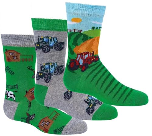 FussFreunde Kinder Socken, 6 Paar für Jungen/Mädchen,Schadstoffgeprüft, viele Muster (DE/NL/SE/PL, Numerisch, 31, 34, Regular, Trecker) von FussFreunde