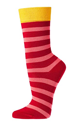 FussFreunde Kinder Socken, handgekettelt, 6 Paar für Mädchen/Jungen, weiche Baumwolle, Motiv Gute Laune Ringel (as3, numeric, numeric_27, numeric_30, regular, Rot) von FussFreunde