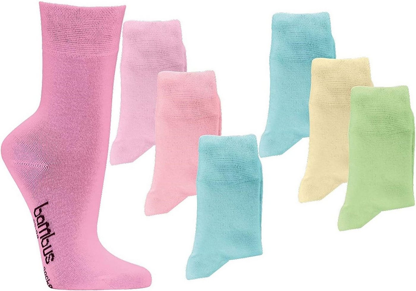 FussFreunde Komfortsocken 6 Paar Bambus Socken Pastell Farben für Damen mit ANTILOCH-GARANTIE von FussFreunde