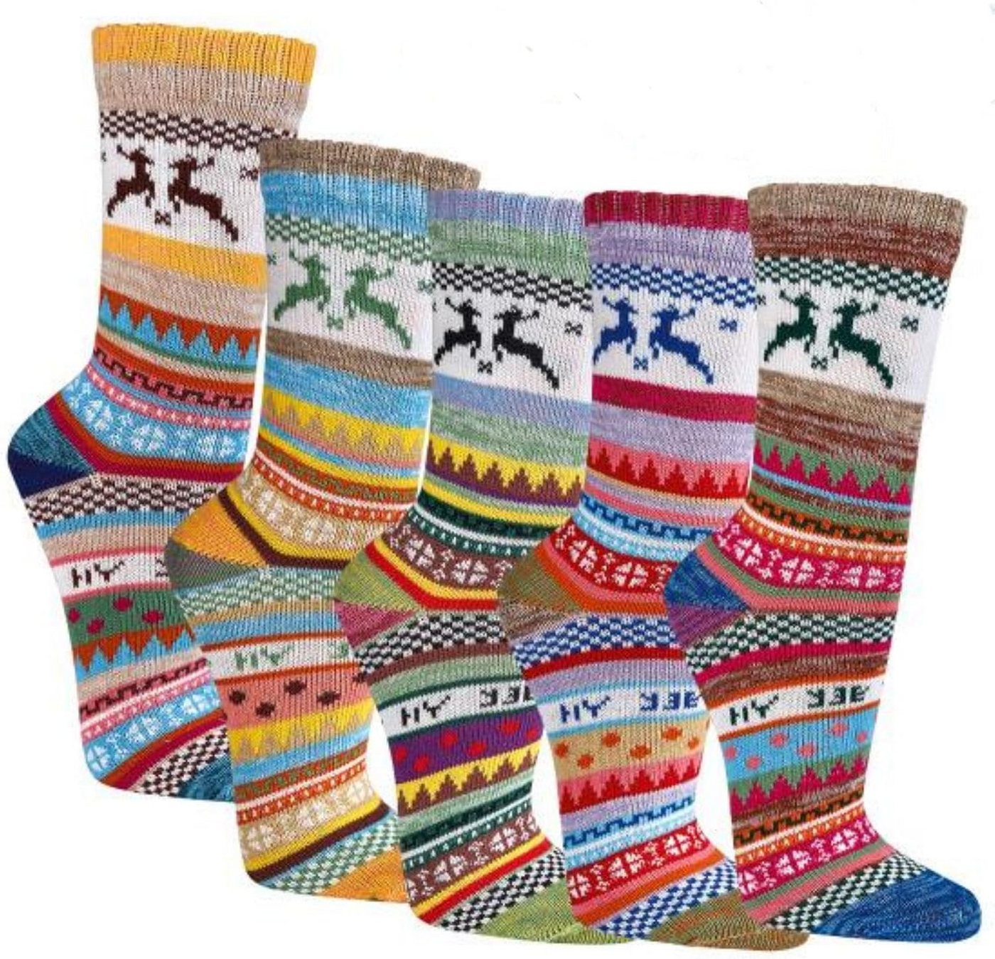 FussFreunde Norwegersocken 3 Paar bunte Norweger Socken Hygge Baumwolle mit Anti-Loch-Garantie von FussFreunde