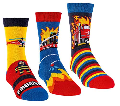 FussFreunde Kinder Socken, 6 Paar für Jungen/Mädchen,Schadstoffgeprüft, in vielen Mustern (DE/NL/SE/PL, Numerisch, 31, 34, Regular, Feuerwehr) von FussFreunde