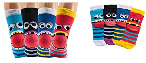 Kinder Socken, handgekettelt, 6 Paar für Mädchen/Jungen, weiche Baumwolle, Motiv Freche Bande (Freche Bande, 31-34 = 7-8 Jahre) von FussFreunde