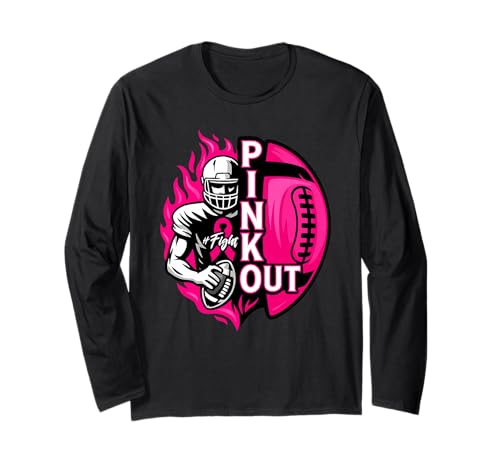 Football Pink Out Team Brustkrebsbewusstseinsmonat Frauen Langarmshirt Football Pink Out Team Brustkrebsbewusstseinsmonat Frauen Langarmshirt von Fußball -Breast Cancer Awareness Bekleidung