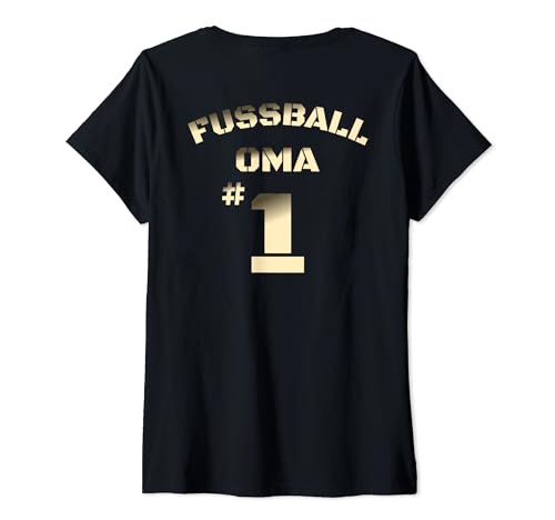 Damen Fußball Oma T-Shirt mit V-Ausschnitt von Fußball Familie Fan Bekleidung
