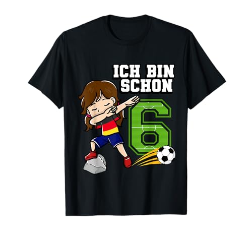 Fußball Mädchen Ich bin schon 6 Geburtstag Deutsche Flagge T-Shirt Fußball Mädchen Ich bin schon 6 Geburtstag Deutsche Flagge T-Shirt von Fußball Fans Geburtstag Party Zubehör Für Kinder