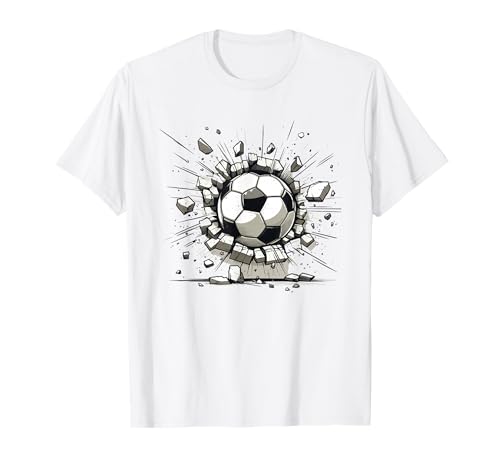 Fußball fliegt durch Wand Cooles Jungs Fußballer Fußball T-Shirt Fußball fliegt durch Wand Cooles Jungs Fußballer Fußball T-Shirt von Fußball Geschenk Artikel für Jungs und Mädchen