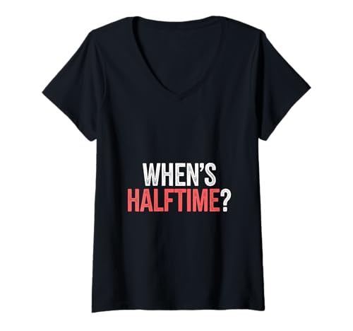 Damen When's Halftime? Game Football -Fan Sportarten - T-Shirt mit V-Ausschnitt Damen When's Halftime? Game Football -Fan Sportarten - T-Shirt mit V-Ausschnitt von Fußball Halbzeit -Humor -Fans
