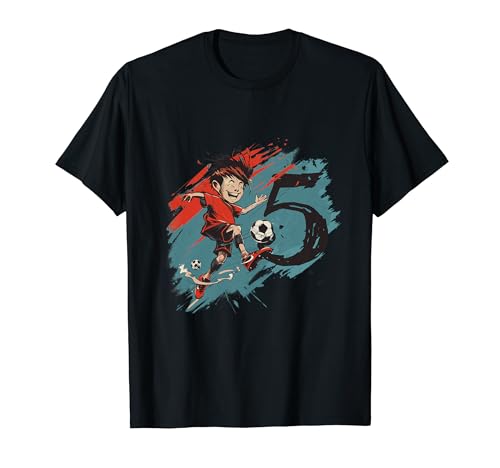 Kinder Geburtstag Fußball 5 Jahre Junge Fußballspieler Zahl T-Shirt von Fußball Kinder Geburtstags Motive für Jungen