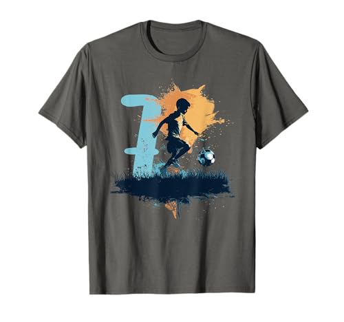 Kinder Geburtstag Fußball 7 Jahre Junge Fußballspieler Zahl T-Shirt von Fußball Kinder Geburtstags Motive für Jungen