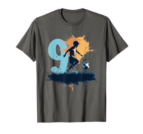 Kinder Geburtstag Fußball 9 Jahre Junge Fußballspieler Zahl T-Shirt von Fußball Kinder Geburtstags Motive für Jungen