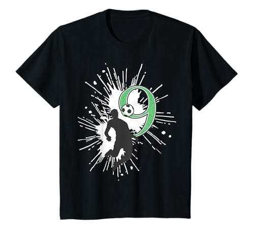 Kinder Geburtstag Fußball 9 Jahre Junge Fußballspieler Zahl T-Shirt von Fußball Kinder Geburtstags Motive für Jungen